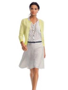 CAbi Sheer White Button Down Blouse with Notched Collar